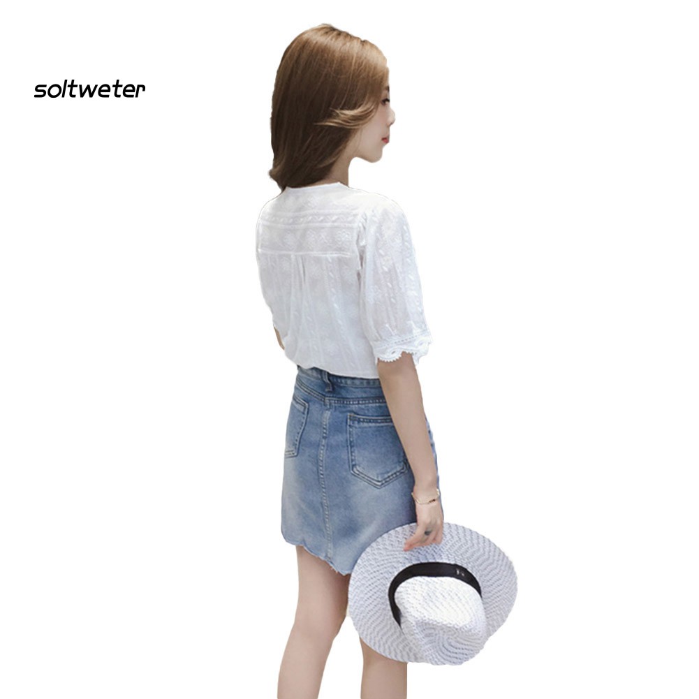 Áo Nữ Tay Lửng Cổ Chữ V Thời Trang Quyến Rũ