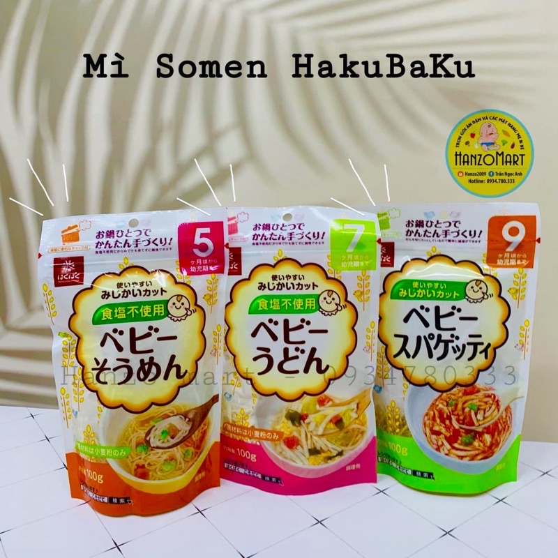 [Hakubaku] Mì somen tách muối - udon - spagetti hàng nội địa Nhật ăn dặm cho bé