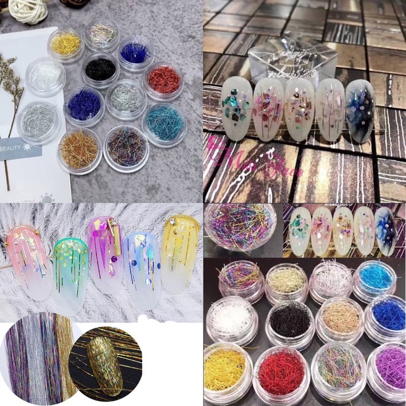 Nhũ sợi tóc 12 hũ ẩn gel Nail siêu đẹp