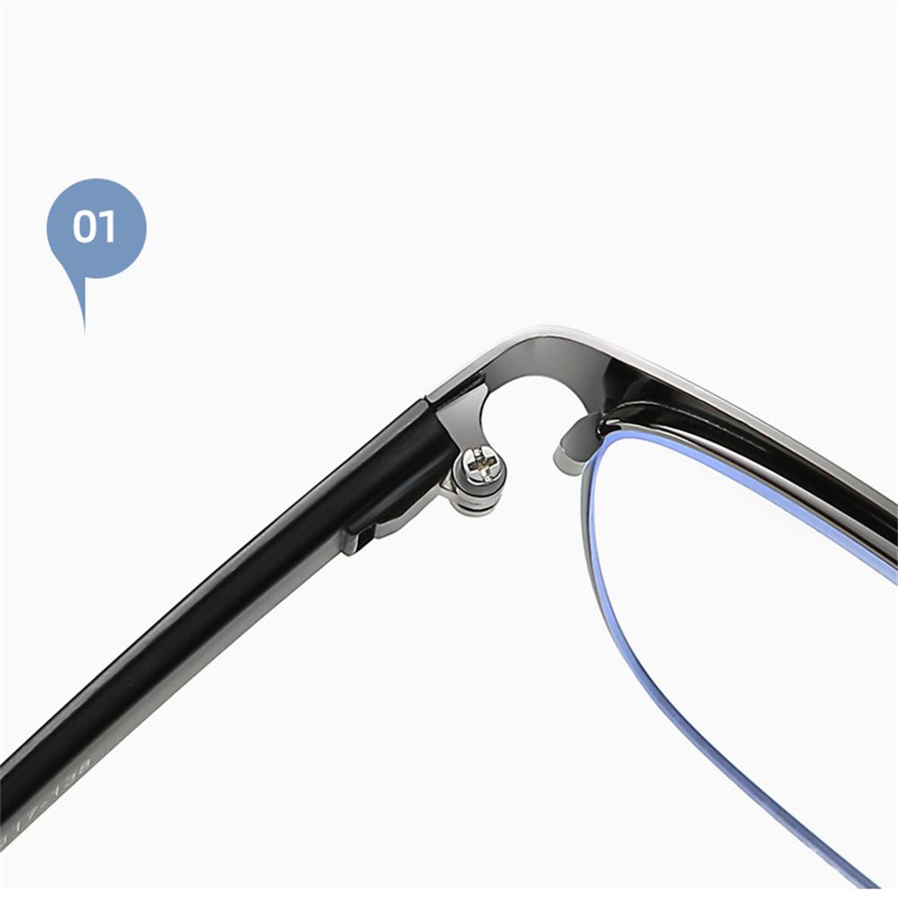 Mắt Kính Đọc Sách Nửa Gọng Kim Loại Nhẹ Chống Ánh Sáng Xanh Hình Chữ Nhật Có Nhiều Màu Sắc Cho Nam Và Nữ