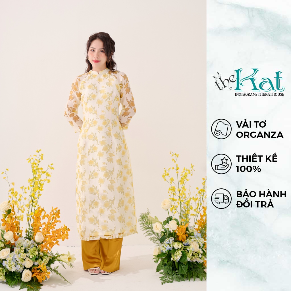 Áo Dài Organza Mùa Xuân The Kat House, vải Organza mịn màng, mỏng nhẹ, thoáng mát, khí chất và tinh tế (không kèm quần)