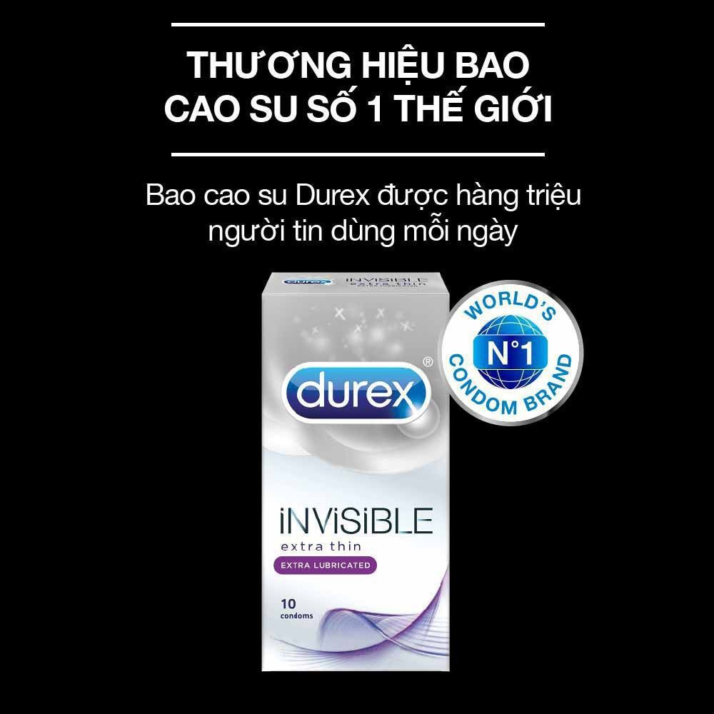 Bao cao su Durex Invisible Extra Lubricant HỘP 10 CHIẾC