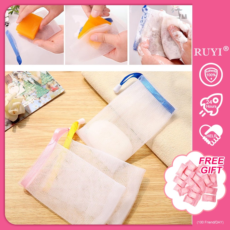 Túi Lưới Tạo Bọt Xà Phòng Rửa Mặt Tiện Dụng Túi lưới tạo bọt sạch Sữa rửa mặt Xà phòng tạo bọt Lưới di động Túi đựng xà phòng có thể treo được Túi bảo quản Sữa tắm Sữa tắm tạo bọt Lưới M0 A3