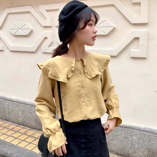 Sơ Mi Cổ Bèo Dài Tay Bánh Bèo Dễ Thương Kiểu Dáng Học Sinh A00062 | BigBuy360 - bigbuy360.vn