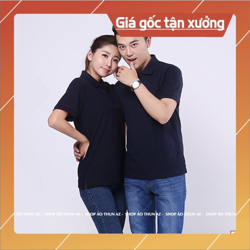 SIÊU HOT!!! Áo thun nam nữ có cổ ( Cổ trụ Polo ) màu xanh đen Navy trơn - Vải Cá sấu Poligan Thái Giá Rẻ