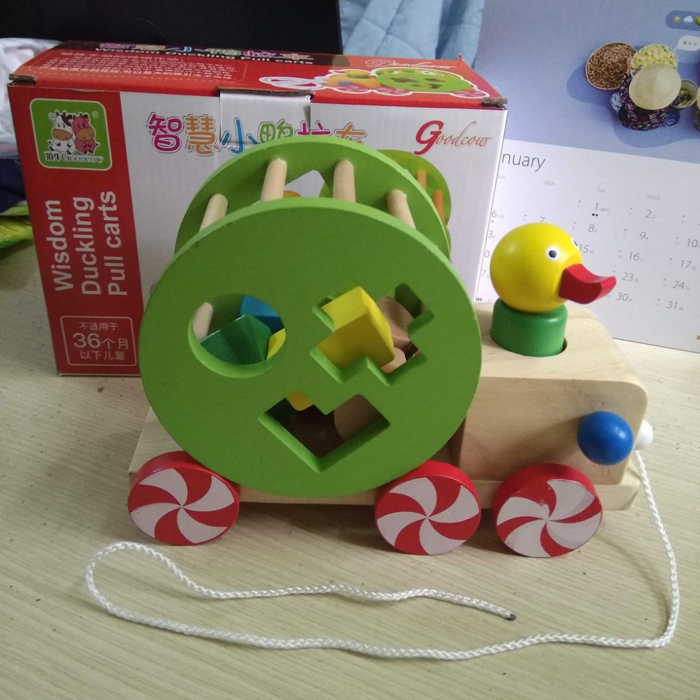 Đồ chơi Xe kéo con vịt thả hình khối - Phát triển tư duy cho bé  BONBON KIDS