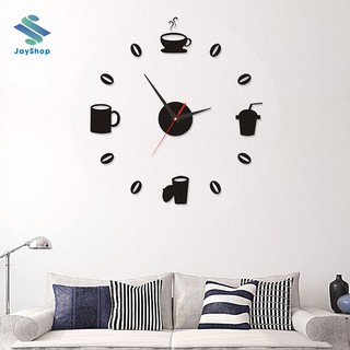 Đồng hồ dán tường nghệ thuật diy - hình ly cafe