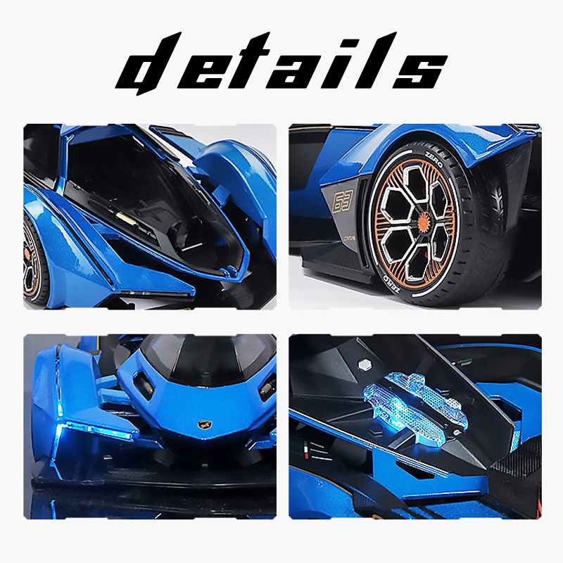 Mô Hình Xe Hơi Lamborghini V12 GT Bằng Hợp Kim Tỉ Lệ 1: 22 Có Đèn Và Nhạc Cho Bé Trai