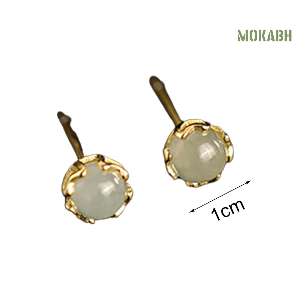 1 Đôi Bông Tai Đính Đá Ngọc Bích Giả Thời Trang Dành Cho Nữ