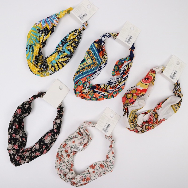 Turban F21 dư xịn, băng đô hoa nhiều màu mix mẫu