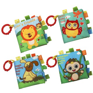 Coolplay animal cloth book bell rings baby touch book đồ chơi giáo dục câu chuyện tiếng anh