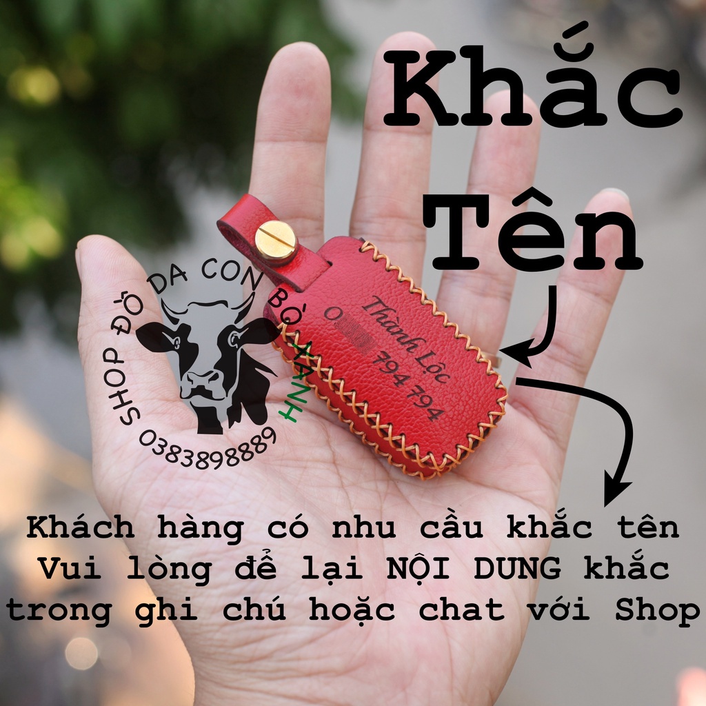 Bao da chìa khoá Ford Everest 2009 loại 2 phím bấm handmade da thật 008