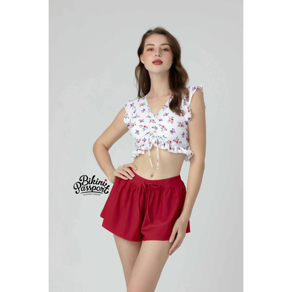 Quần bơi Nữ BIKINI PASSPORT kiểu Quần short dây rút- màu Đỏ - BS360_RD