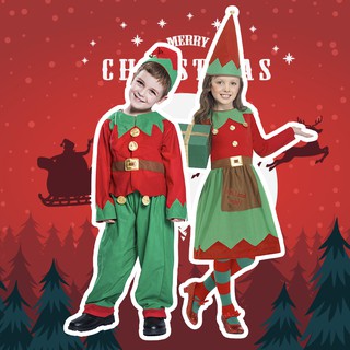 Thời Trang Trẻ Em Giáng Sinh Yêu Tinh Trang Phục Trẻ Em Ông Già Noel Cosplay Bé Trai Bé Gái Dễ Thương Yêu Tinh Xanh Trang Phục Xmas Carnival Đảng Trang Phục