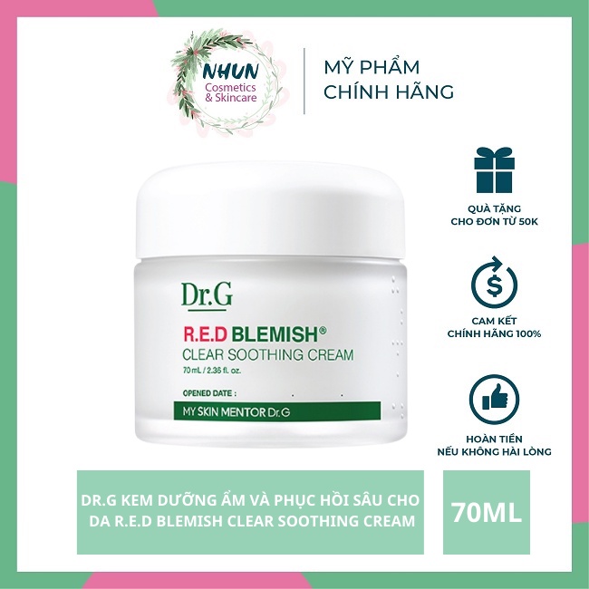 Dr.G Kem dưỡng ẩm và phục hồi sâu cho da R.E.D Blemish Clear Soothing Cream 70ml