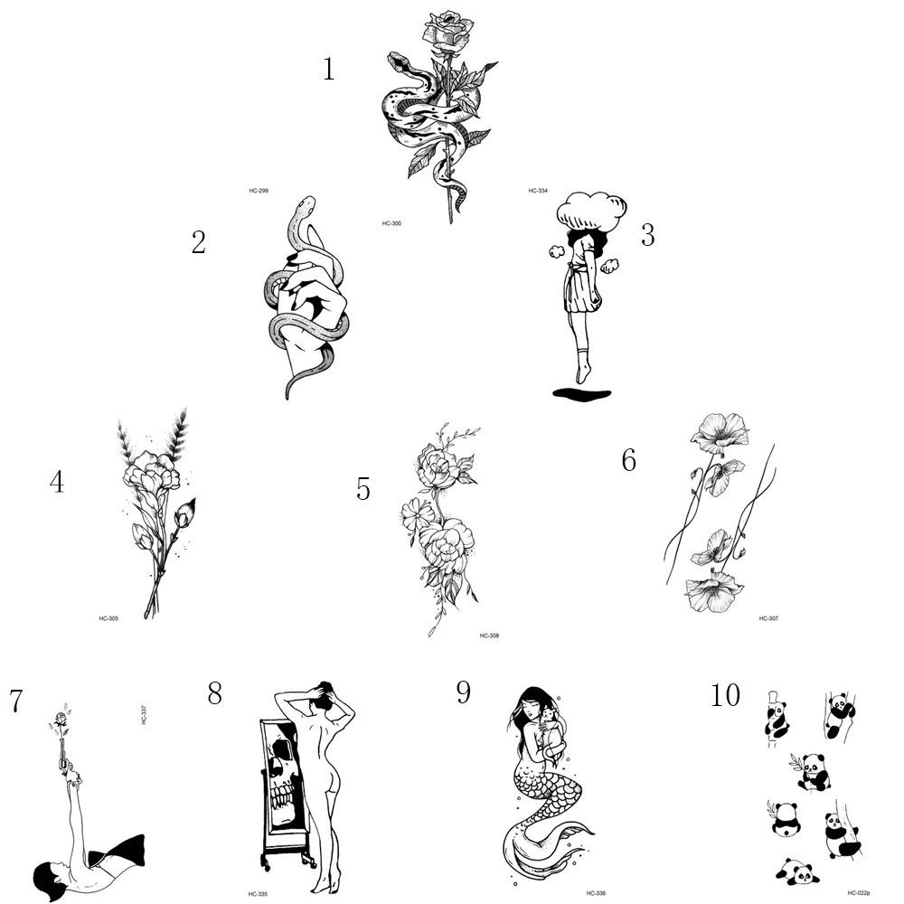 Hình xăm dán tạm thời họa tiết hình học màu trắng đen chống thấm nước dễ sử dụng