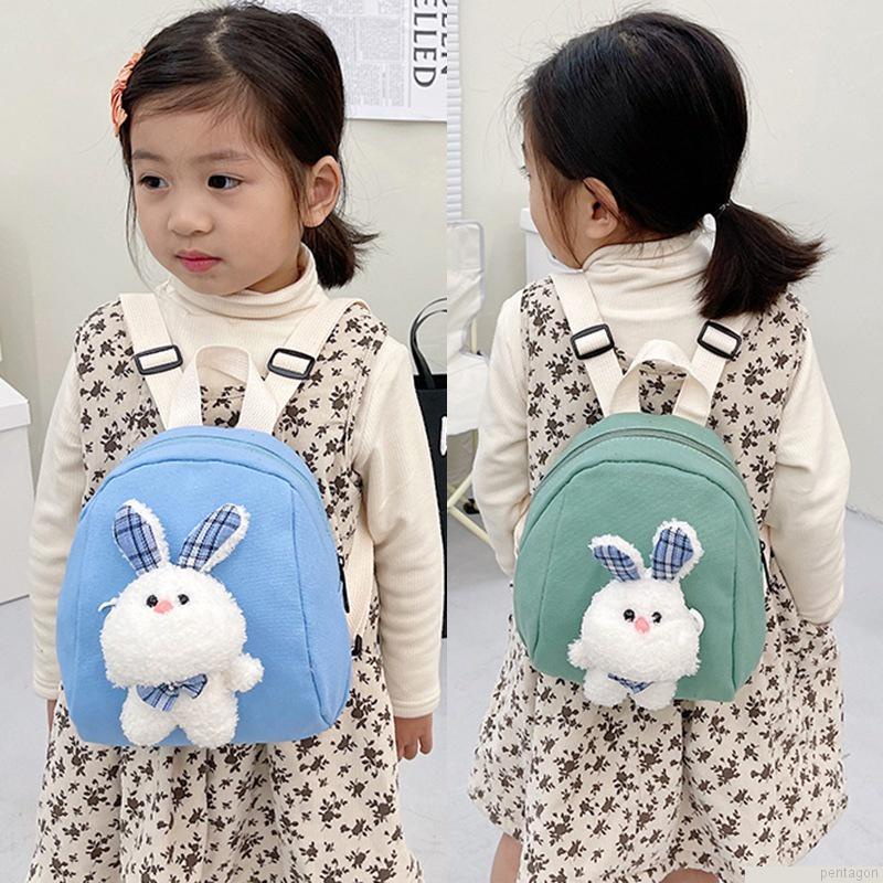 Túi đi học hình thỏ hoạt hình bằng canvas + polyester dành cho trẻ em