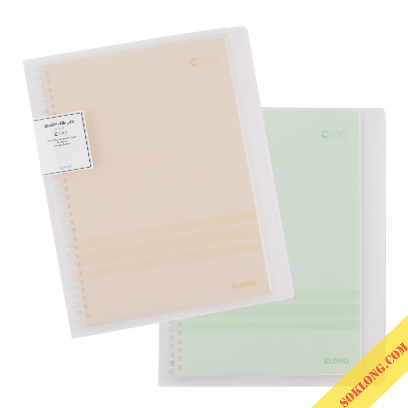 Sổ còng sắt A4 Caro - kẻ ngang nét đứt Klong 160 trang (80 tờ) Binder 30 chấu dễ dàng refill giấy