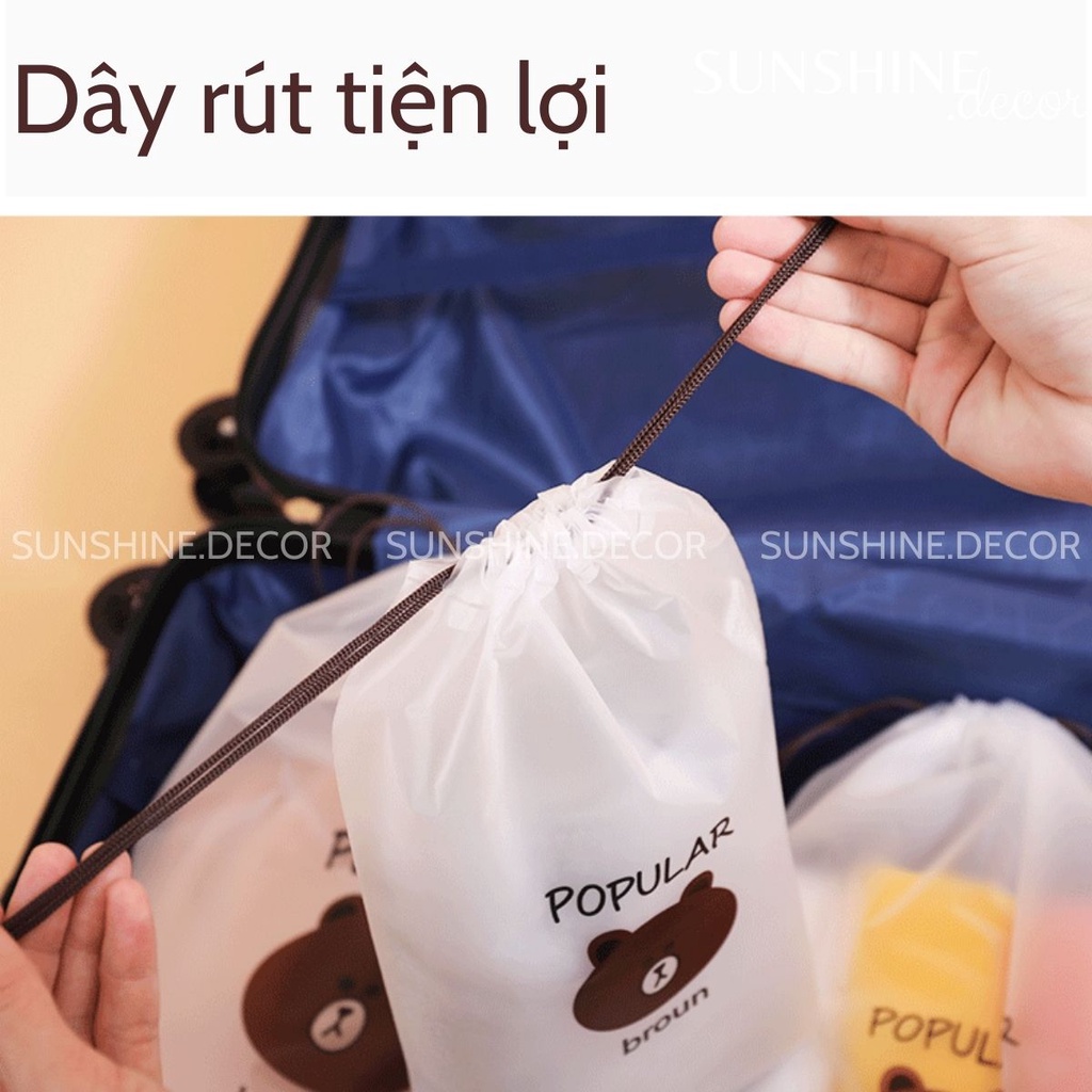 Túi dây rút gấu siêu dày đựng giày dép, đựng quần áo, đồ lót, mỹ phẩm chống nước tiện lợi
