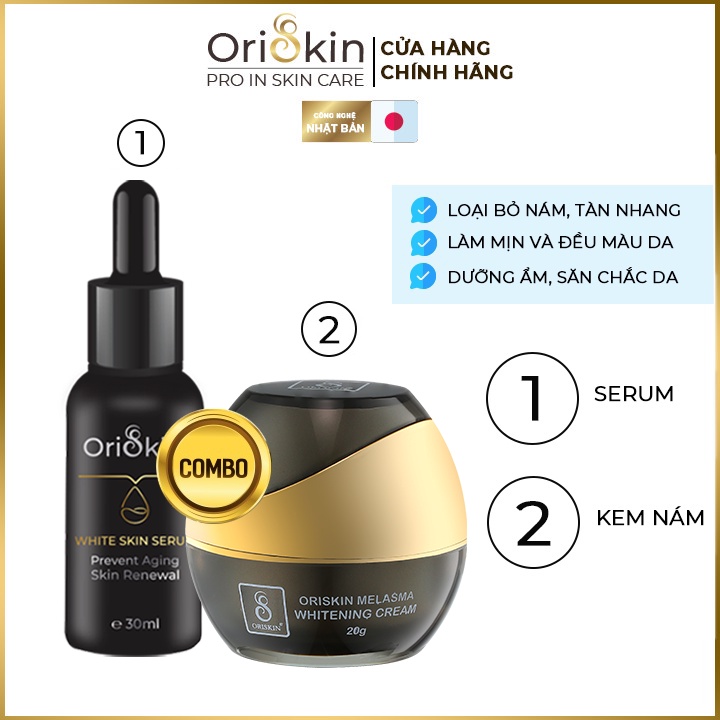 Bộ Kem Nám Tàn Nhang, Dưỡng Trắng, Mờ Thâm, Gồm Kem Oriskin Melasma Whitening Cream Và Serum Oriskin White Skin Serum