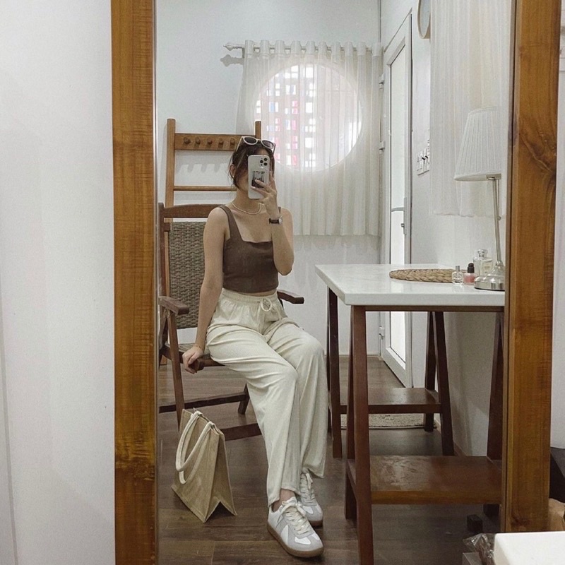 Áo Croptop Hai Dây Bản To Có Mút Ngực Siêu Co Dãn