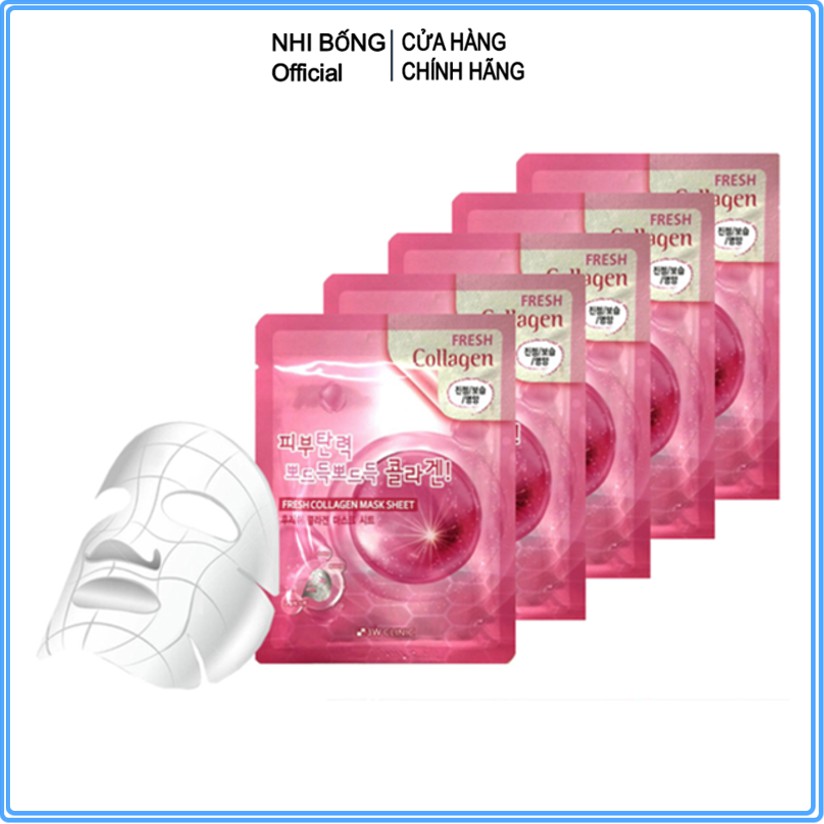 Mặt nạ collagen - Mặt nạ gấy dưỡng da chiết xuất từ Collagen 3W Clinic Hàn Quốc [Combo 10 Túi / Hàng Nhập Khẩu Hàn Quốc]