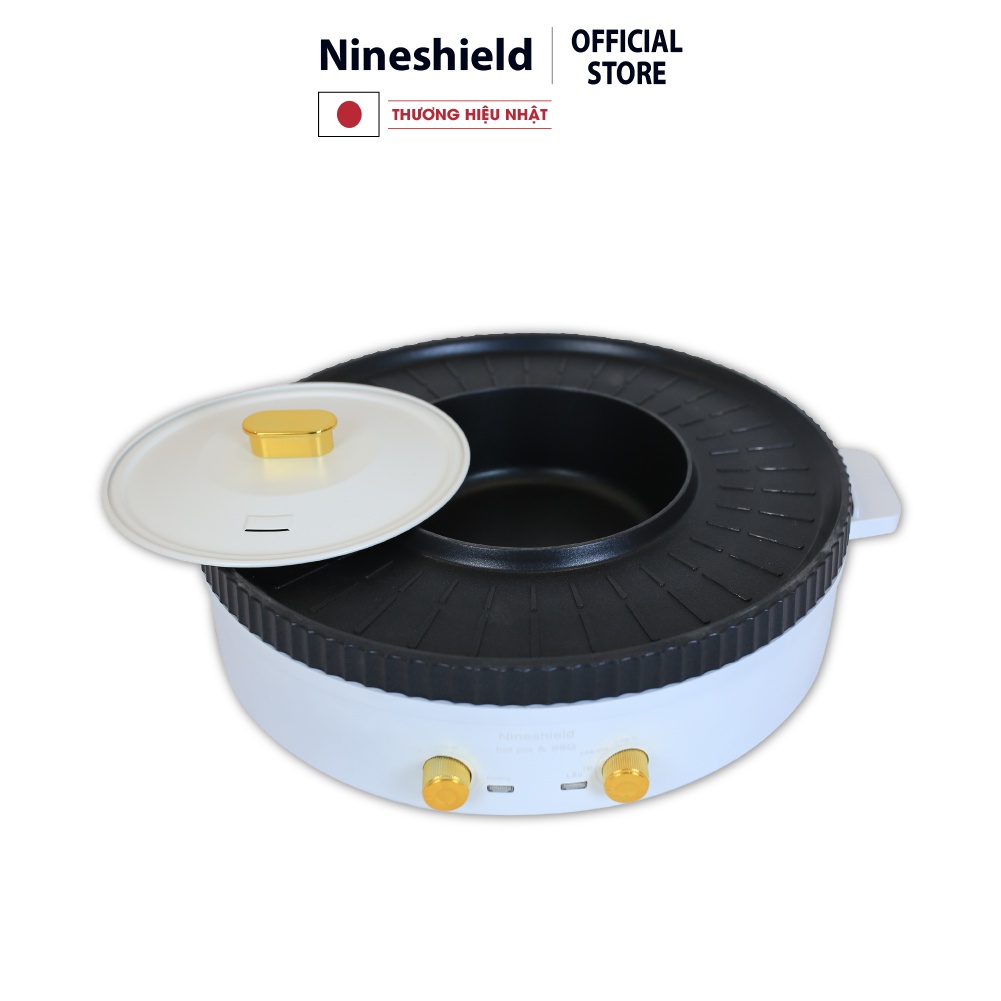 Bếp nướng điện Nineshield KB518 loại to 51cm - Bếp lẩu nướng đa năng 2 trong 1 tiện lợi - Chống dính - Hàng chính hãng