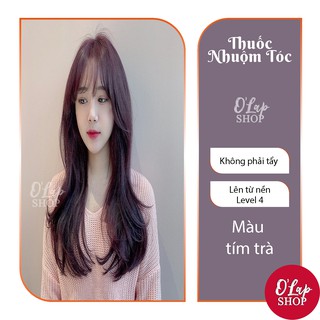 Thuốc nhuộm tóc màu TÍM TRÀ phục hôi không cần thuốc tẩy tóc