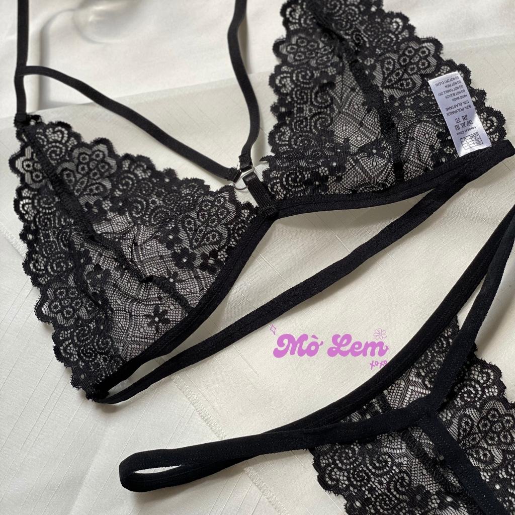 Set nội y đồ lót sexy gồm bra yếm ren và quần lót dây | Molembodycare | BigBuy360 - bigbuy360.vn