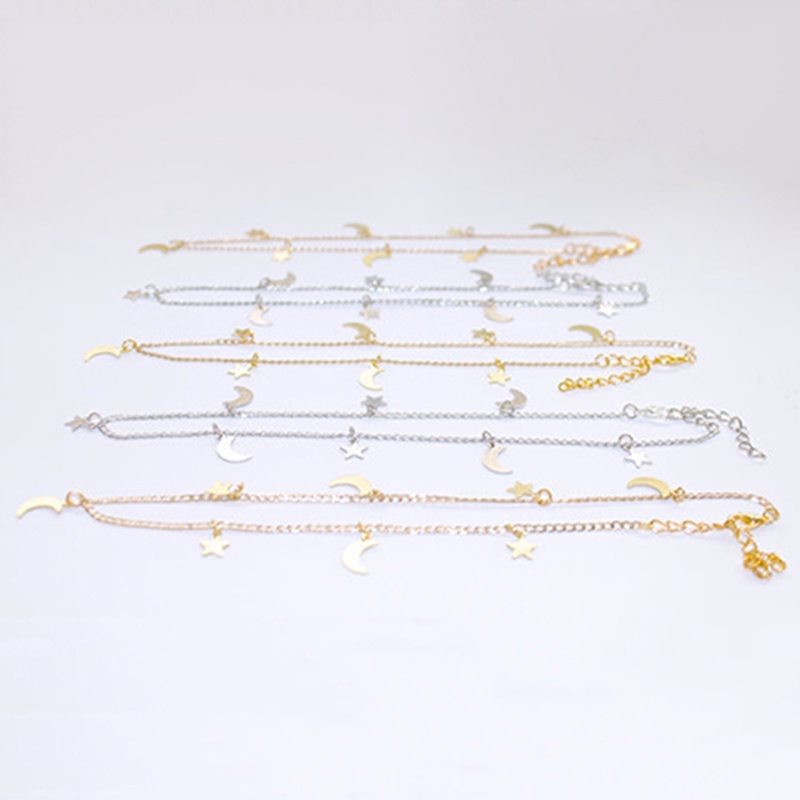 Dây Chuyền Bằng Hợp Kim Nhiều Tầng Hình Mặt Trăng Và Ngôi Sao Phong Cách Cổ Điển
