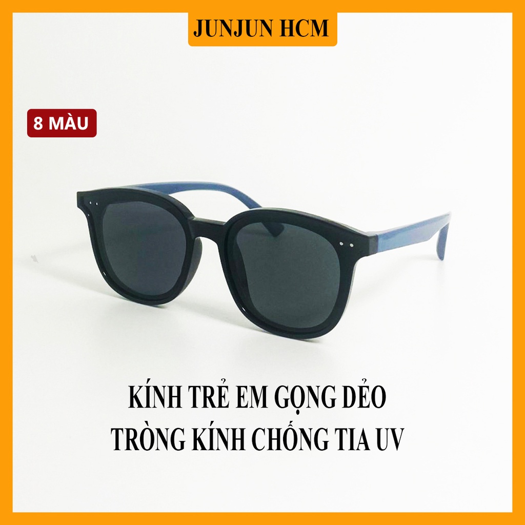 Kính mát trẻ em gọng nhựa dẻo xịn JJ0015 kiểu kính vuông nhiều màu sắc, tròng chống tia UV dành cho bé từ 4 đến 8 tuổi
