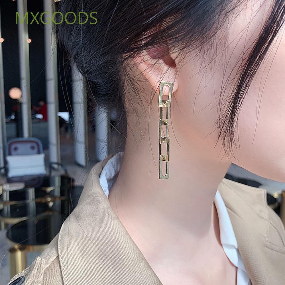 Khuyên Tai Kim Loại Hình Vuông Nhiều Màu Sắc Phong Cách Hàn Quốc Cho Nữ
