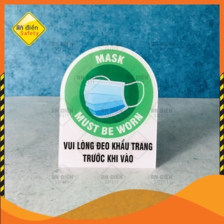 Biển báo Mica Vui lòng Đeo khẩu trang