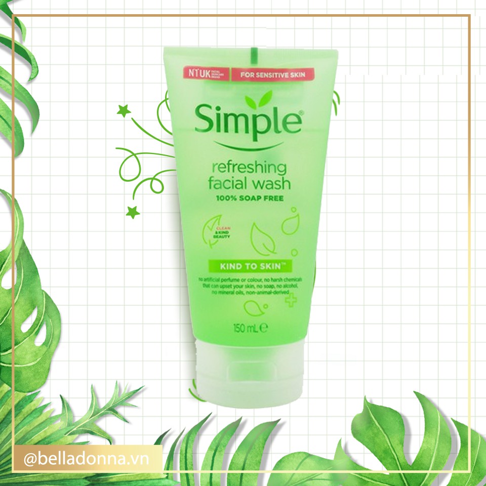 Sữa Rửa Mặt Cho Da Nhạy Cảm Simple Kind To Skin Refreshing Facial Wash Gel 150ml