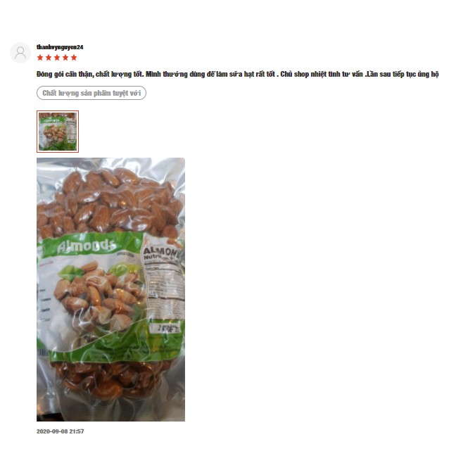 500g Hạnh Nhân Sống Tách Vỏ Nhập Khẩu Mỹ | BigBuy360 - bigbuy360.vn