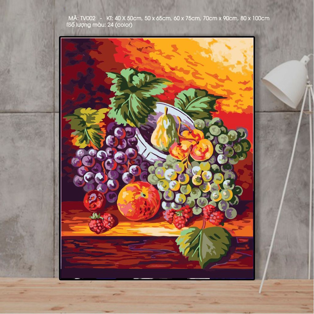 Tranh sơn dầu số hóa Tranh tĩnh vật - Tranh tô màu theo số kích thước 40x50cm Vải CanVas Siêu Bền