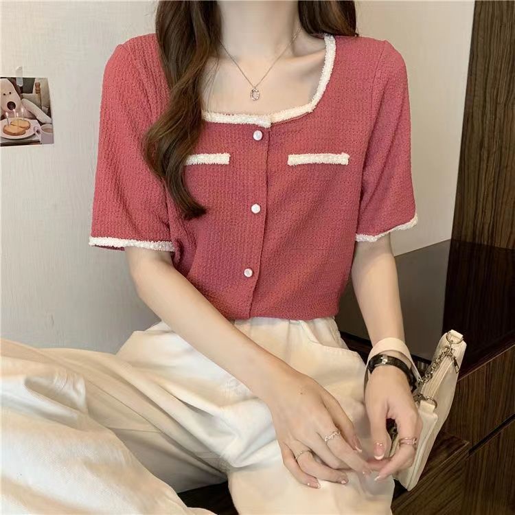 AMOI Áo Sơ Mi Tay Ngắn Họa Tiết Sọc Caro Thời Trang Phong Cách Phương Tây Cho Nữ 2022