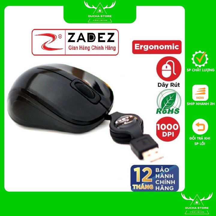 🔥BH 2 Năm🔥Chuột máy tính dây rút Zades M215 nhỏ gọn sài siêu bền bảo hành rất dài