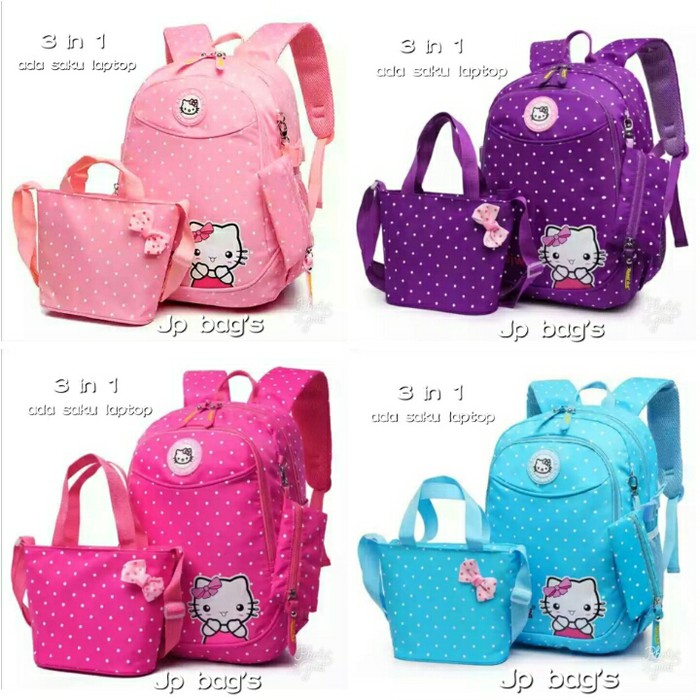 Ba Lô Đi Học 3 Trong 1 In Hình Kỳ Lân / Hello Kitty Cho Bé Kr893