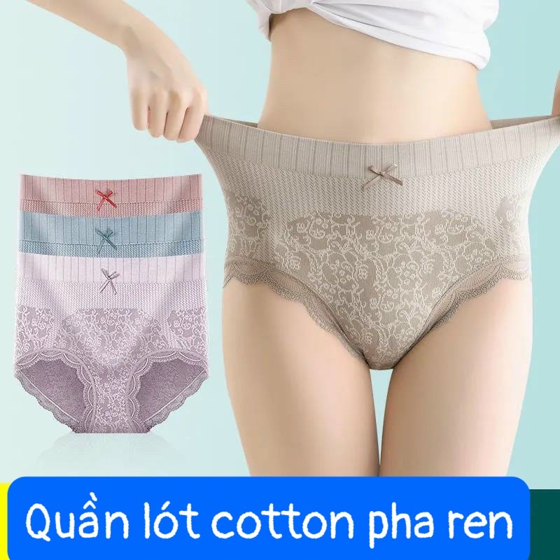 Quần lót nữ cạp cao ren hoa cạp su cao cấp