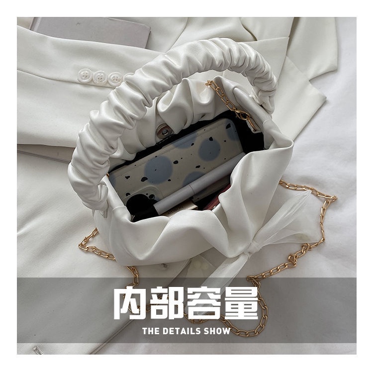 Túi Đeo Vai/Xách Tay Xếp Ly Đính Nơ Thời Trang Kiểu Pháp Cho Nữ