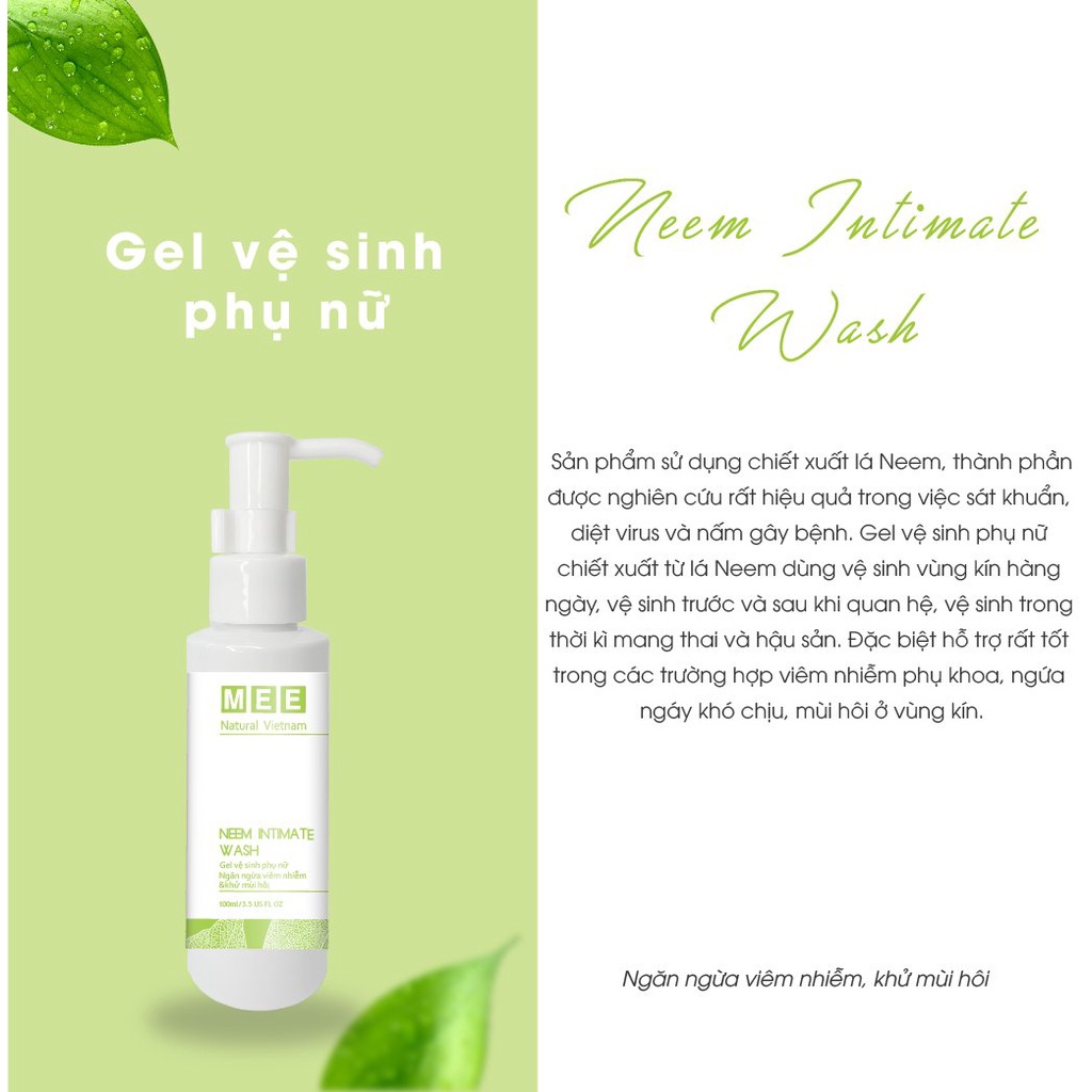 Nước Rửa Chuyên Biệt Neem MEE NATURAL 100ml (Dung dịch vệ sinh phụ nữ)