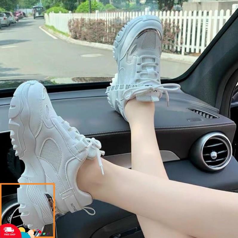(2 MÀU) Giày nữ thể thao ulzzang Fashion gót bạc dây chữ đế cao cá tính hót hít .