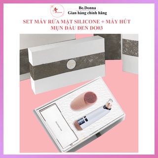 Set máy rửa mặt silicone+Máy hút mụn đầu đen DO03-Sạch lỗ chân lông-Đánh bay mụn ẩn, mụn cám, mụn đầu đen-Massage
