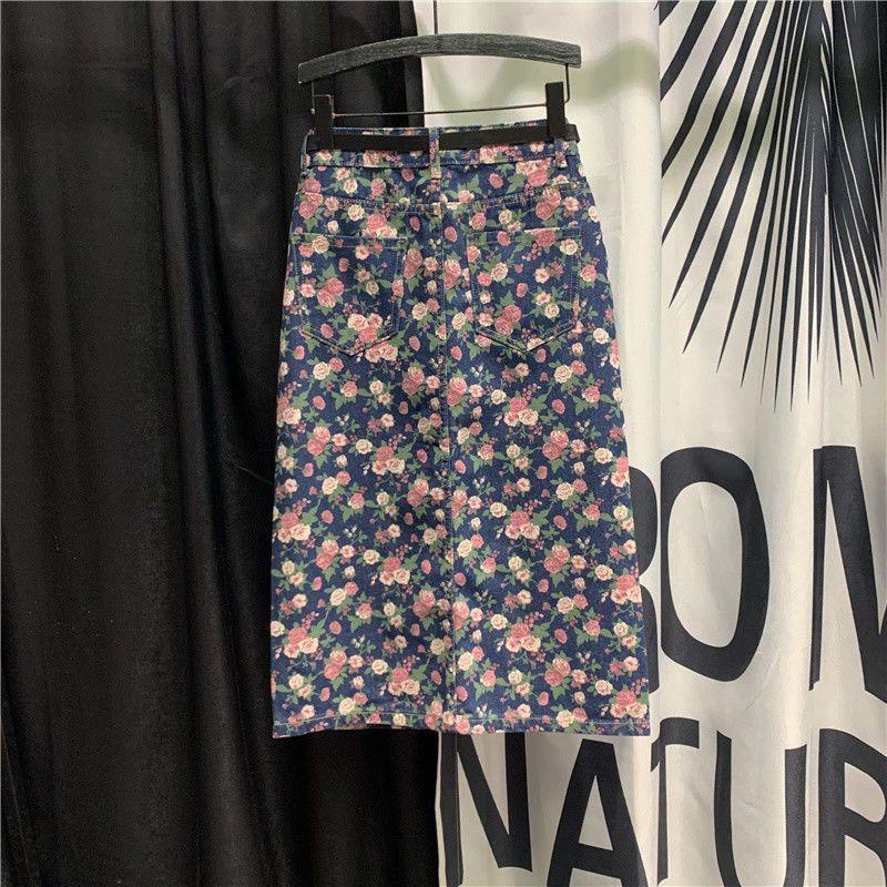 The store is on holiday  please chat with customer service! Chân váy jean Lưng Cao Dáng Ôm Co Giãn Họa Tiết Hoa Thời Trang Mùa Hè Phong Cách Châu Âu Cho Nữ