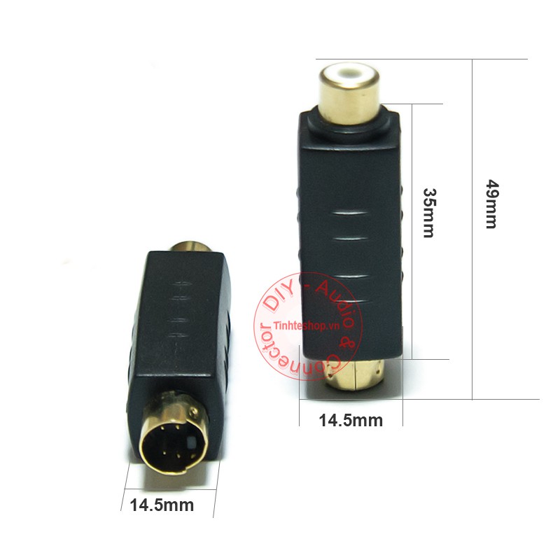Đầu đổi AV RCA cái sang Svideo đực - Đầu chuyển S-video dương sang AV RCA âm
