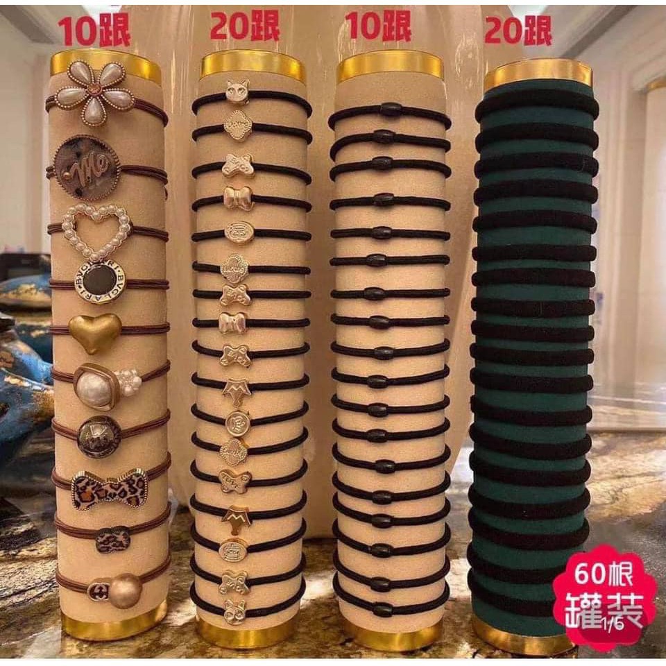 Chun buộc tóc cho bé sợi nhỏ siêu dai set 60 chun buộc tóc bé gái mix nhiều hình JIMADO SF472