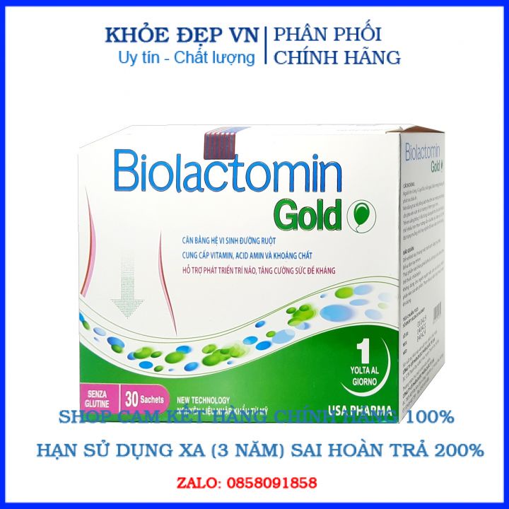 Men tiêu hóa vi sinh đường ruột Biolactomin Gold cân bằng hệ vi sinh, hỗ trợ rối loạn tiêu hóa, giúp ăn ngon – Hộp 30 gó