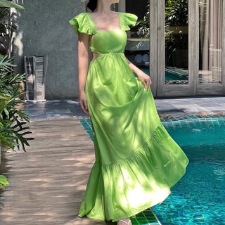 Đầm maxi cánh tiên hở lưng dáng dài - Ph