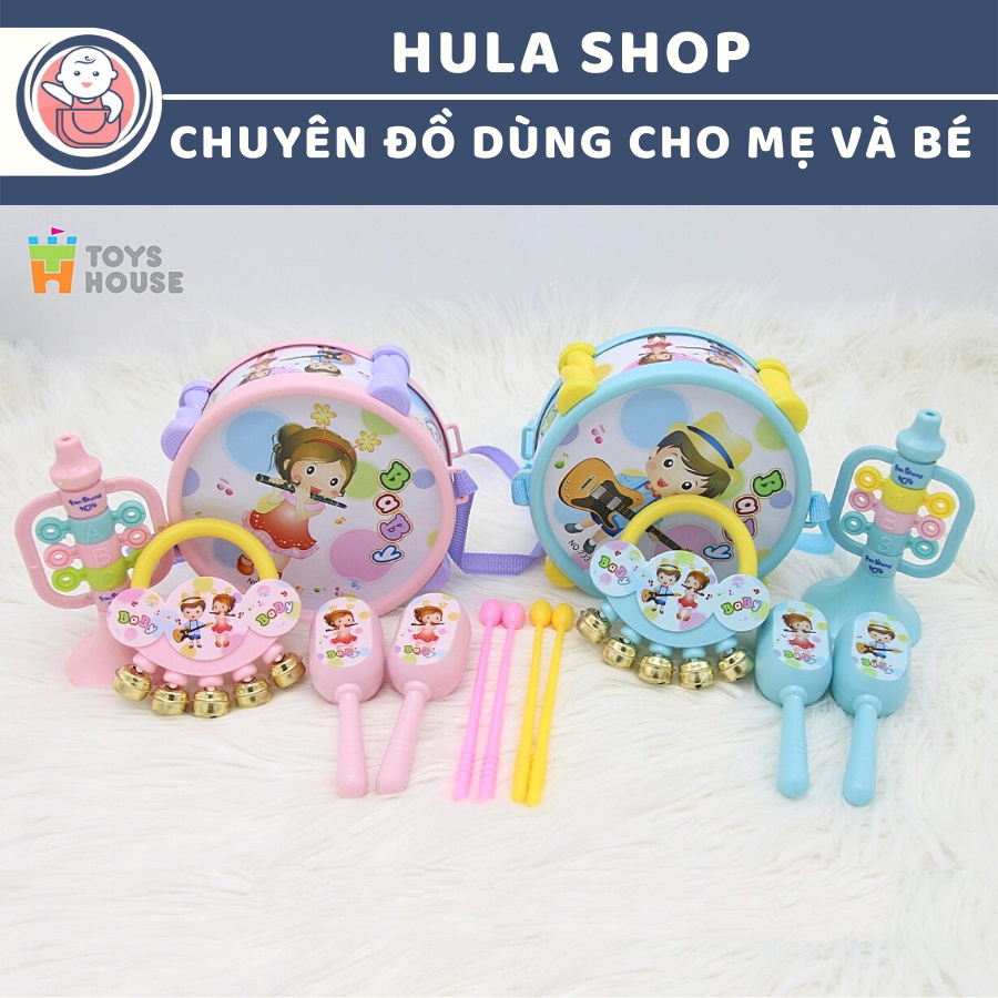 Set đồ chơi Xúc xắc, lục lạc, kèn, trống Toyshouse dành cho bé từ sơ sinh TH1220-733A